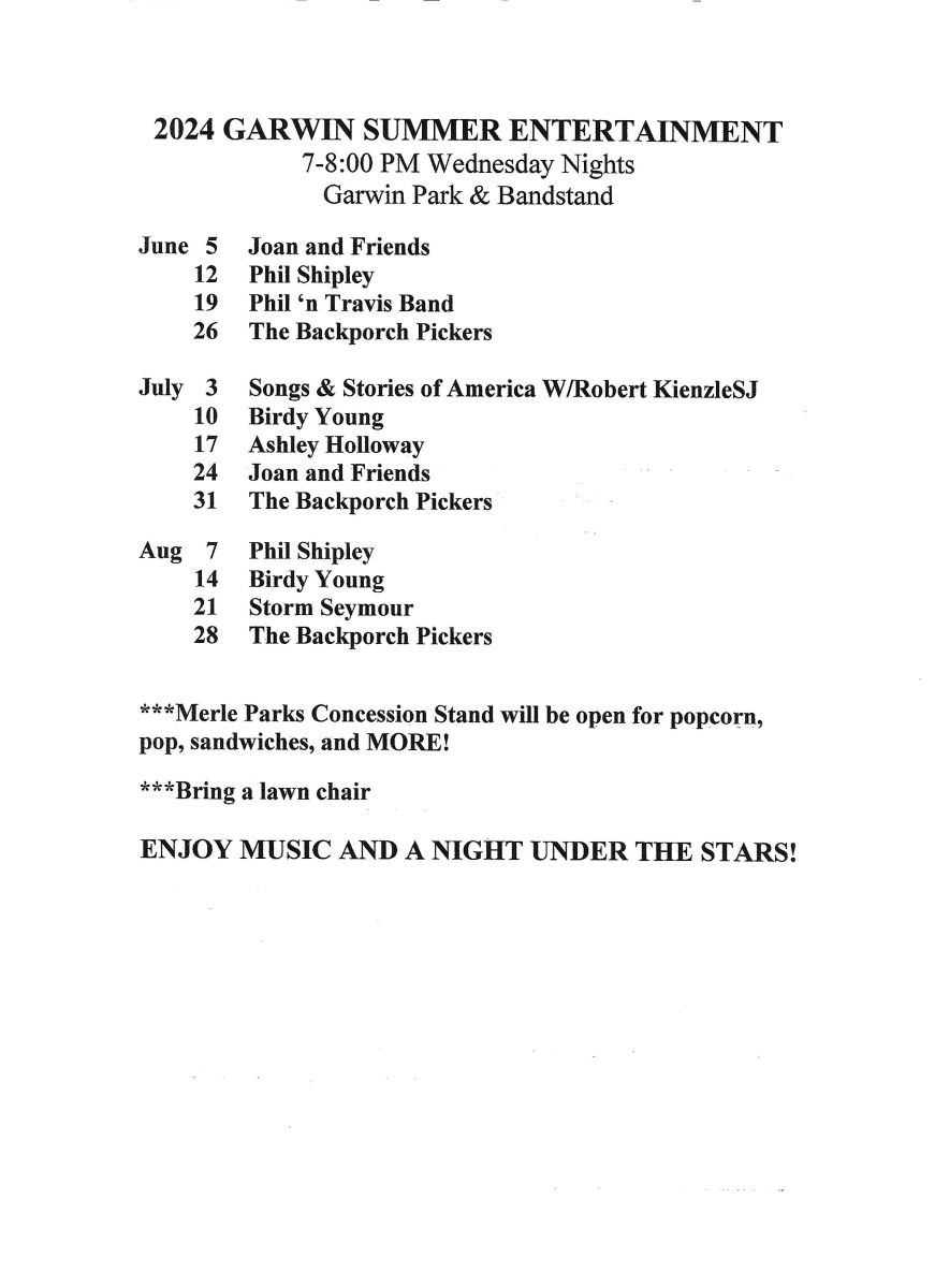 2024 Wed Night Ent schedule